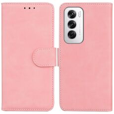 Per OPPO Reno12 5G Global Skin Feel custodia in pelle di colore puro con vibrazione (rosa)