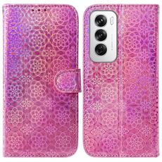 Per OPPO Reno12 5G Global Custodia per telefono in pelle con fibbia magnetica colorata (rosa)