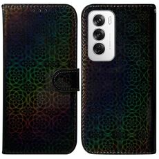 Per OPPO Reno12 5G Custodia per cellulare in pelle con fibbia magnetica colorata globale (nera)