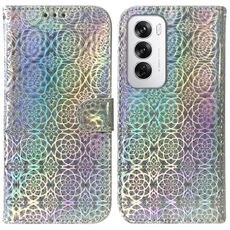 Per OPPO Reno12 5G Custodia per telefono in pelle con fibbia magnetica colorata globale (argento)