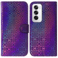 Per OPPO Reno12 5G Custodia per telefono in pelle con fibbia magnetica colorata globale (viola)