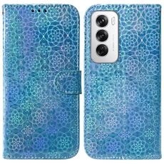 Per OPPO Reno12 5G Custodia per telefono in pelle con fibbia magnetica colorata globale (blu)