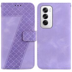 Per OPPO Reno12 5G Custodia per telefono in pelle goffrata globale a forma di 7 (viola)
