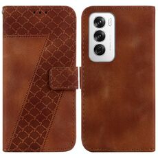 Per OPPO Reno12 5G Custodia per telefono in pelle goffrata globale a forma di 7 (marrone)