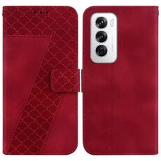 Per OPPO Reno12 5G Custodia per telefono in pelle goffrata globale a forma di 7 (rossa)