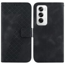 Per OPPO Reno12 5G Custodia per telefono in pelle goffrata globale a forma di 7 (nera)