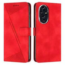 Custodia per telefono in pelle con triangolo per Honor 200 Pro Dream con cordino (rosso)
