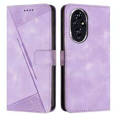 Custodia per telefono in pelle con triangolo per Honor 200 Pro Dream con cordino (viola)
