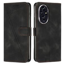 Per Honor 200 Pro Dream Custodia per telefono in pelle triangolare con cordino (nero)
