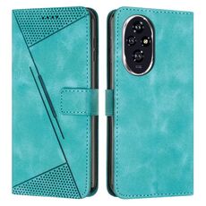 Custodia per telefono in pelle con triangolo per Honor 200 Dream con cordino (verde)