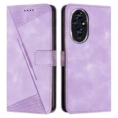 Custodia in pelle per telefono Honor 200 Dream Triangle con cordino (viola)