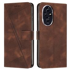 Custodia per telefono in pelle Honor 200 Dream Triangle con cordino (marrone)