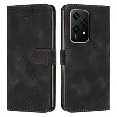Custodia per telefono in pelle Triangolo Global Dream per Honor 200 Lite con cordino (nero)