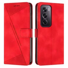 Per OPPO Reno12 Pro Custodia per telefono in pelle Triangolo Global Dream con cordino (Rosso)