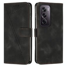 Per OPPO Reno12 Pro Custodia per telefono in pelle Triangolo Global Dream con cordino (Nero)