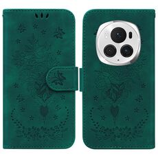 Custodia per telefono in pelle goffrata rosa farfalla per Honor Magic6 Pro (verde)