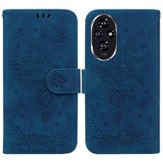 Custodia per telefono in pelle goffrata rosa farfalla per Honor 200 (blu)