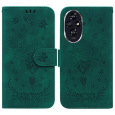 Custodia per telefono in pelle goffrata con motivo a farfalla rosa per Honor 200 (verde)