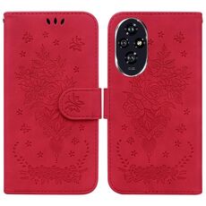 Custodia per telefono in pelle goffrata rosa farfalla per Honor 200 (rossa)