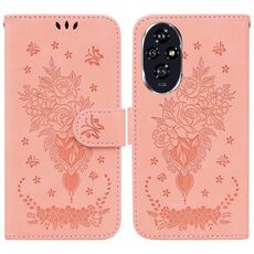 Custodia per telefono in pelle goffrata rosa farfalla per Honor 200 (rosa)