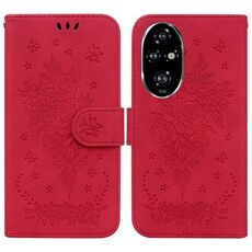 Custodia per telefono in pelle goffrata rosa farfalla per Honor 200 Pro (rossa)