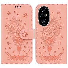 Custodia per telefono in pelle goffrata rosa farfalla per Honor 200 Pro (rosa)