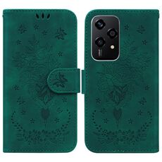 Custodia per telefono in pelle goffrata con motivo a farfalla rosa per Honor 200 Lite (verde)