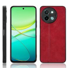 Custodia per cellulare con cover posteriore cucita con motivo mucca per vivo Y38 / Y200i (rossa)