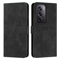 Per OPPO Reno12 Pro Global Skin Feel Custodia per telefono in pelle goffrata a cuore con cordino lungo (Nero)