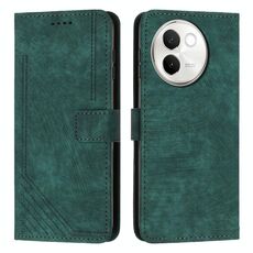 Per vivo V30e Custodia per telefono in pelle con motivo a strisce Skin Feel con cordino (verde)