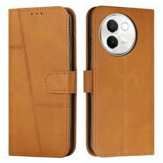 Custodia per telefono in pelle con fibbia in pelle di vitello con cuciture per vivo V30e (gialla)