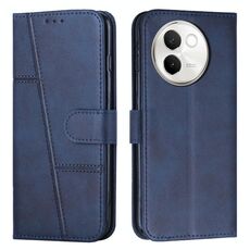 Per vivo V30e Custodia per telefono in pelle con fibbia e cuciture in vitello (blu)