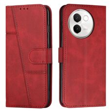 Per vivo V30e Custodia per telefono in pelle con fibbia e cuciture in vitello (rosso)