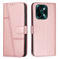 Custodia per telefono in pelle con fibbia in pelle di vitello con cuciture per vivo Y28 4G (rosa)
