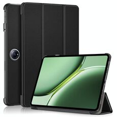 Per OnePlus Pad Pro Custer Custodia per tablet in pelle intelligente con supporto 3 pieghe in tinta unita (nero)