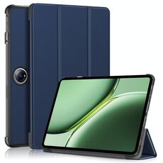 Per OnePlus Pad Pro Custer Custodia per tablet in pelle intelligente con supporto 3 pieghe in tinta unita (blu scuro)