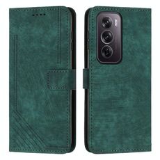 Per OPPO Reno12 Pro Custodia per telefono in pelle con motivo a strisce Global Skin Feel con cordino lungo (verde)