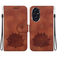 Custodia per telefono in pelle goffrata Honor 200 Lotus (marrone)