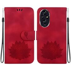 Custodia per telefono in pelle goffrata Lotus per Honor 200 (rossa)