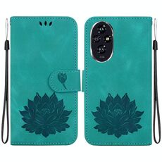 Custodia per telefono in pelle goffrata Honor 200 Lotus (verde)