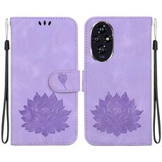 Custodia per telefono in pelle goffrata Honor 200 Lotus (viola)