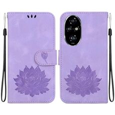 Custodia per telefono in pelle goffrata Honor 200 Pro Lotus (viola)