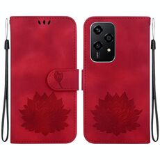 Custodia per telefono in pelle goffrata Global Lotus per Honor 200 Lite (rossa)