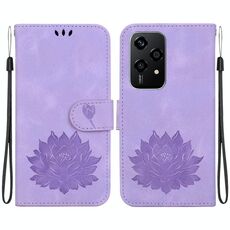 Custodia per telefono in pelle goffrata Global Lotus per Honor 200 Lite (viola)