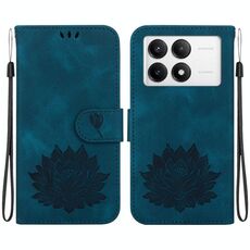Custodia per telefono in pelle goffrata Redmi K70 / K70 Pro Lotus (blu scuro)