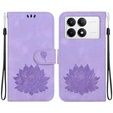 Custodia per telefono in pelle goffrata Redmi K70 / K70 Pro Lotus (viola)