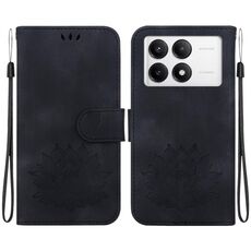 Custodia per telefono in pelle goffrata Redmi K70 / K70 Pro Lotus (nera)