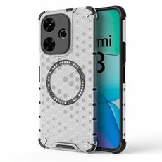 Custodia per telefono antiurto con anello magnetico a nido d'ape globale per Redmi 13 4G (bianco)