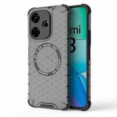 Custodia per telefono antiurto con anello magnetico a nido d'ape globale per Redmi 13 4G (nero)