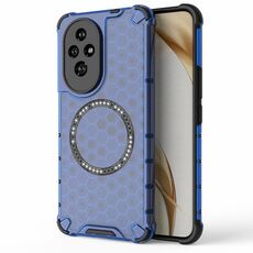 Custodia per telefono antiurto con anello magnetico a nido d'ape per Honor 200 (blu)
